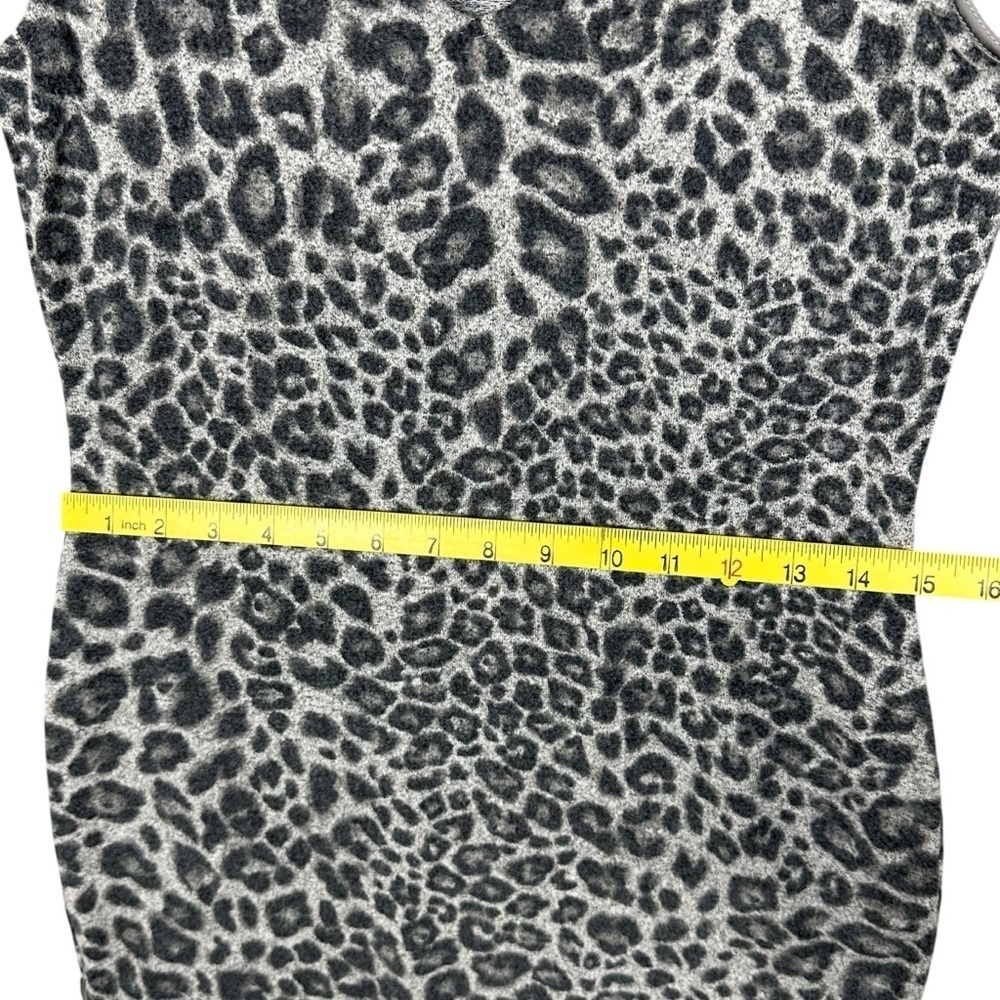 WHITE HOUSE BLACK MARKET Gray Dress Leopard Print Cozy Knit Tank Size XS - Picture 5 of 9
